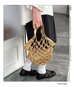 Koreanischer Stil Studenten Netz Handtasche Freizeit ausgehöhlt Shopper modische Tasche.