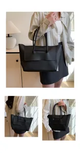 Bolso tote negro gran capacidad mujer retro estilo minimalista bolso de hombro diario