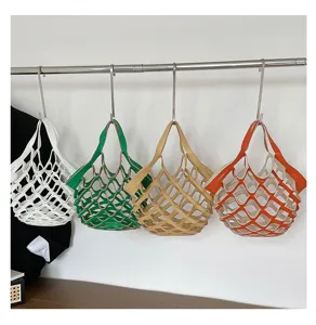 Japanischer Stil Studenten hohle Netztasche lässige trendige gewebte Tragetasche bunt