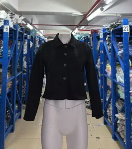 Women black faux suede short jacket lapel single breasted casual blazer coat outfit