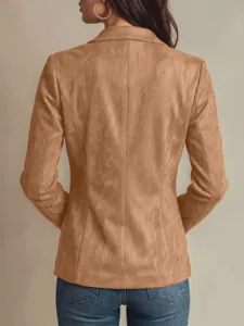 Chaqueta blazer efecto ante mujer retro elegante abrigo casual manga larga solapa chic moda