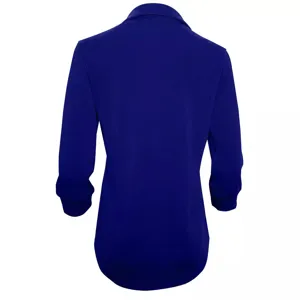 Royal blue solid color lapel long sleeve women shirt back view main product display