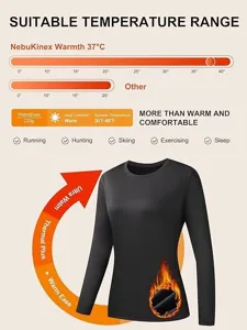 Sous-vêtement thermique femme manches longues slim doublé polaire haut hiver chaud