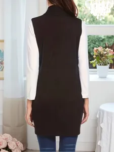 Women's solid color sleeveless vest shawl, featuring a stylish design for autumn and winter.