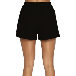 Pantaloncini sportivi neri vista dettaglio, comodi indumenti sportivi casual da donna.