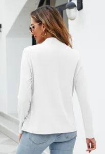 Donna casual solido bianco manica lunga blazer giacca elegante capo spalla quotidiano