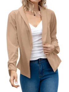 Women casual lapel blazer jacket long sleeve open front autumn coat elegant fashion outerwear