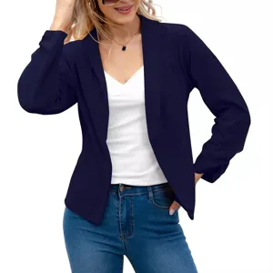 Women casual lapel long sleeve blazer jacket open front stylish outerwear for autumn.