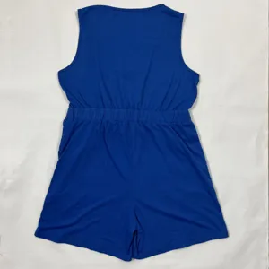 Tendance combinaison-short décontractée sans manches bleue pour femmes en été quotidien.