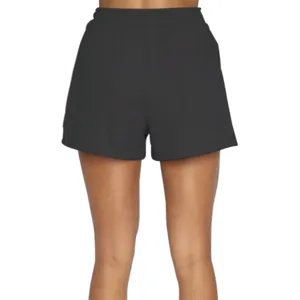 Pantaloncini sportivi neri casual con vita alta comoda per il fitness quotidiano.