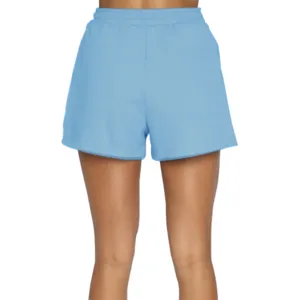 Pantaloncini sportivi casual monocolore azzurri da donna con vita elastica comoda.