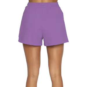 Comodi pantaloncini sportivi casual tinta unita viola da donna con vita elastica.