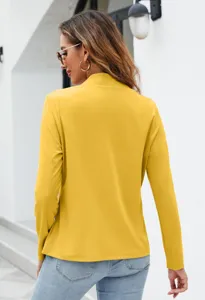 Donna casual tinta unita giallo blazer giacca maniche lunghe moda capospalla 2023