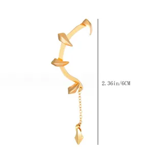 Goldene Dämonenklauen Ohrklemme mit Kette gothischer Punk Stil geometrischer Ohrclip 6cm