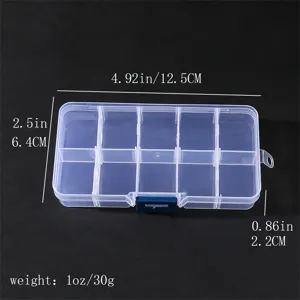 Clear plastic storage box with 10 grids, ideal for jewelry, beads, small hardware and accessories.