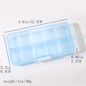 Clear plastic 10-grid storage box for DIY jewelry beads accessories packaging and small items organizer.