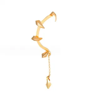 Gotische Teufelskralle Ohrklemme Punk Stil goldener geometrischer Ohrclip mit Kette.
