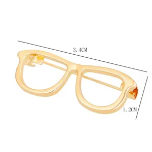Gold eyeglasses shape brooch minimalist hollow metal pin fashion anti-glare collar accessory