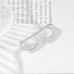 Silver glasses brooch minimalist hollow metal pin elegant fashion accessory for women daily wear
