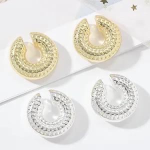 Hip Hop Metallischer Gehämmerter Ohrclip Für Ohne Ohrlöcher Modischer Geometrischer C-Förmiger Ohrknorpelclip Herren Damen Punk Schmuck