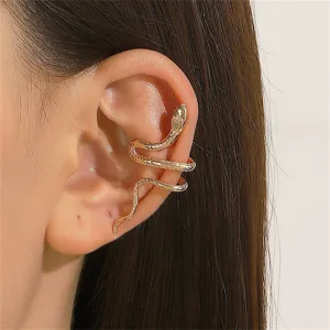 Eleganter goldener Schlangen Ohrclip für Damen, verstellbarer Ohrknochenschmuck ohne Piercing.