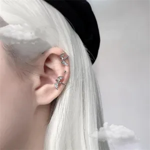 Retro gothic bat ear clips for women and men, unique wing design non piercing cartilage earrings.