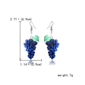 Acryl blauwe druif oorbellen voor vrouwen, zoete fruit design mode sieraden cadeau.