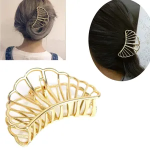 Pinza de Pelo de Aleación Geométrica Calada Estilo Occidental Oro Metal Horquilla Grande Antideslizante para Baño Mujer Accesorios Diarios