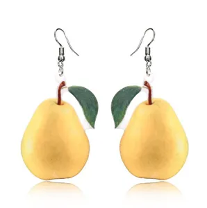Leuke acryl peren oorbellen voor vrouwen, frisse fruit stijl mode sieraden accessoires.