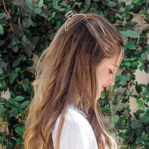 Pinza de pelo geométrica de metal dorado, pasador grande para el cabello de mujer accesorio diario.