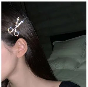 Schicke Strass Schere Haarklammer glitzernde Kristall Haarnadel Damen Seitenhaarspange