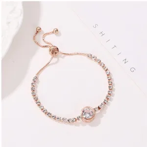 Mode Legering Strass Hart Rond Armband Verstelbaar Klauwketting Elegant Charme Armband Voor Vrouwen Meisjes Sieraden Cadeau