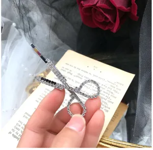 Glitzernde Schere Haarklammer Strass Haarschmuck modische Seitenklammer für Frauen Styling