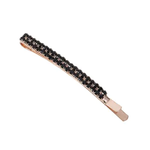 Koreaanse Mode Legering Dubbele Rij Strass Haarspeld Elegante Geometrische Zijspeld Vrouwen Kristal Hoofddeksel Accessoire
