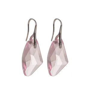 Elegante roze kristallen hangende oren met zilverkleurige haken voor dames sieraden.