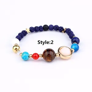 Zonnestelsel planeten armband van natuursteen met lavastenen voor stijlvolle dag.
