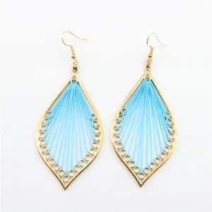 Pendientes Colgantes Geométricos de Rombo Hueco Tejidos a Mano Bohemios Vintage Étnicos de Aleación para Mujer Joyería de Viaje