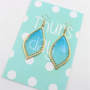 Pendientes hechos a mano tejidos rombo hueco hilo envuelto joyas boho retro tendencia