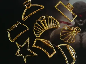 Conjunto de pinzas para el cabello geométricas huecas de metal dorado, accesorios elegantes.