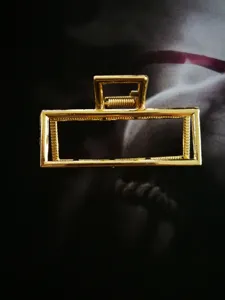 Pinza para el pelo geométrica hueca de metal dorado, gran pinza de aleación para mujeres.