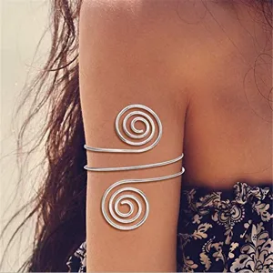 Mode Legering Meerlaagse Spiraal Armband Overdreven Geometrische Bovenarmband Voor Vrouwen Dansfeest Lichaamssieraden