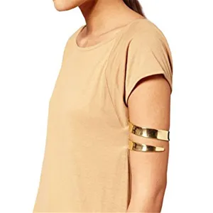 Punk Legering Gladde Armband Eenvoudige Open Armmanchet Overdreven Bovenarm Sieraden Voor Vrouwen Goud Zilver Verguld