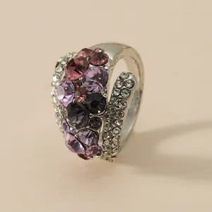 Overdreven Chique Kleurrijke Strass Legering Cluster Ring Voor Vrouwen Sparkly Statement Ring Party Sieraden Cadeau