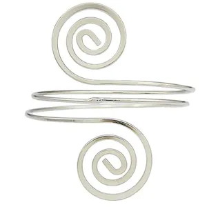 Zilverkleurige metalen spiraal armband open verstelbare bovenarm manchet dans accessoire
