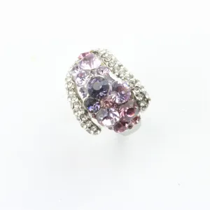 Overdreven kleurrijke strass ring zilverkleurige kristalen sieraden voor dames mode