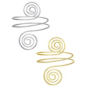 Modieuze meerlagige spirale arm manchet en armband set, uniek geometrisch dansontwerp.