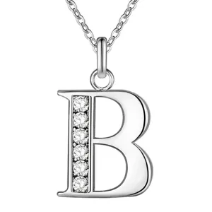 Mode Legering Initiële Letter Ketting Voor Vrouwen Zilver Strass Alfabet Hanger Ketting Watergolf Ketting Sieraden Cadeau