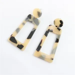 Acetaat geometrische vierkante schildpad oorhangers, stijlvolle acryl oorbellen.