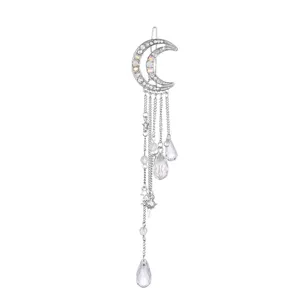 Horquilla de Pelo Lindo Luna Cristal Strass Colgante Plateado Accesorio Cabello Moda