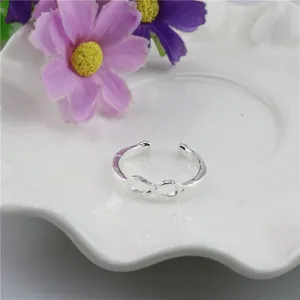 Anillo de pie ajustable de plata infinito metal forma 8 playa joya minimalista elegante